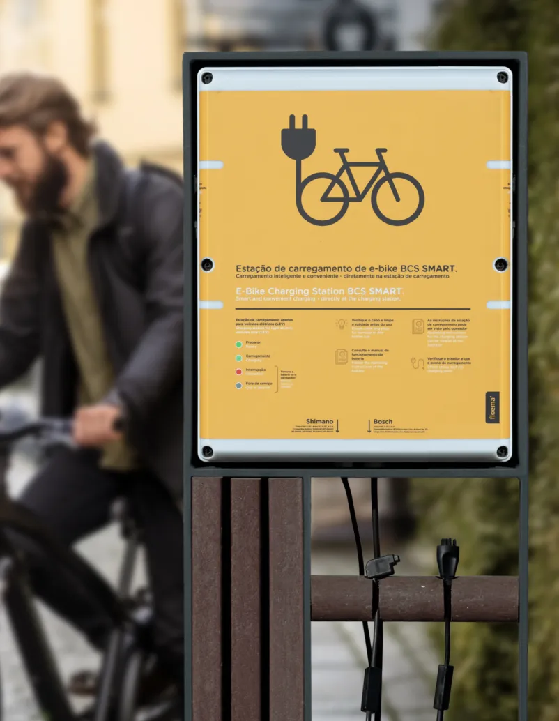 Detail of an e-bike charger for urban electric soft mobility. 